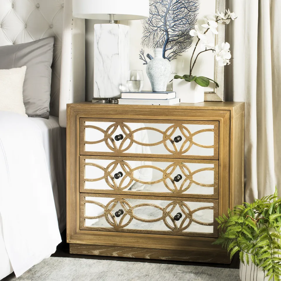 Catalina 3 Drawer Chest - Rustic Oak/Mirror