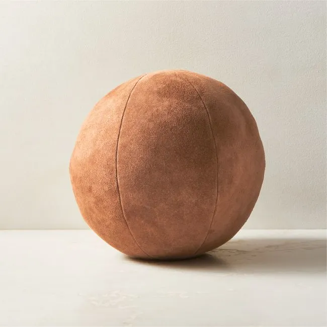 Terre Brown Suede Sphere Throw Pillow 12"
