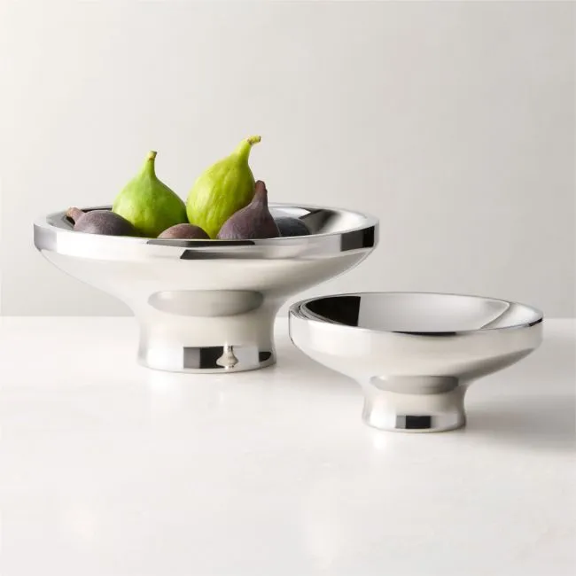 Zinnia Stainless Steel Pedestal Serving Bowls Set of 2