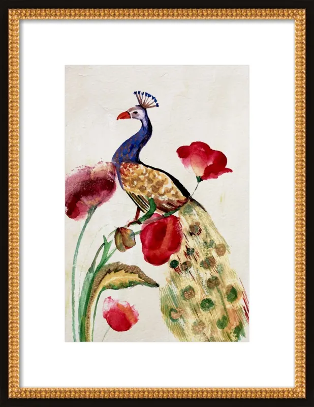 blue gold peacock by Ruti Shaashua for Artfully Walls