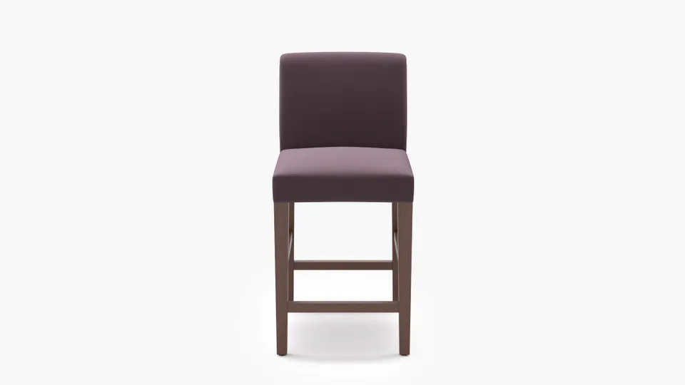 Signature Dining Counter Stool, Lavender Performance Plush Velvet, Walnut Square Tapered Leg