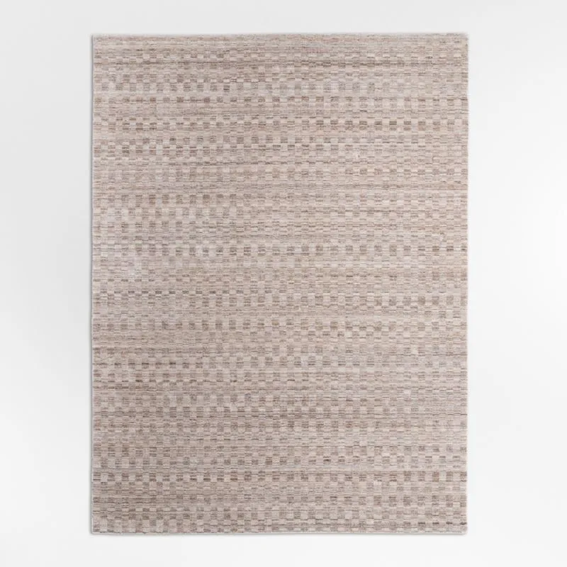 Vancouver Performance Checker Handwoven Sand  Area Rug 9'x12'