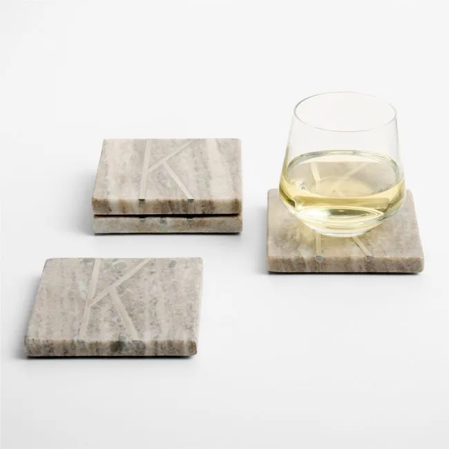 Tuscan Kitchen Marble "K" Monogram Coasters, Set of 4