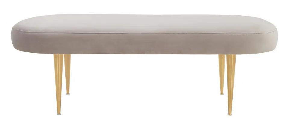 Corinne Velvet Oval Bench - Pale Taupe