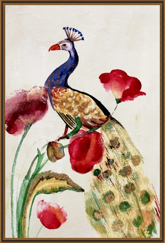blue gold peacock by Ruti Shaashua for Artfully Walls