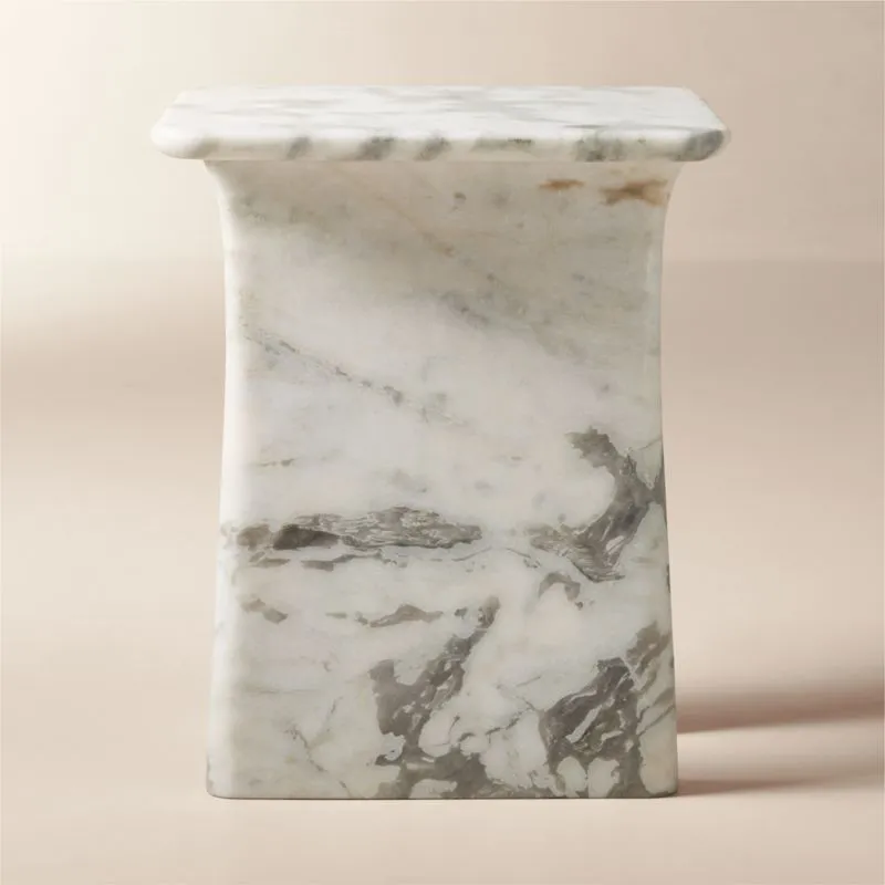 Almera White Marble Side Table