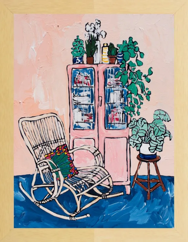 Rocking Chair In Pink Interior by Lara Lee Meintjes for Artfully Walls