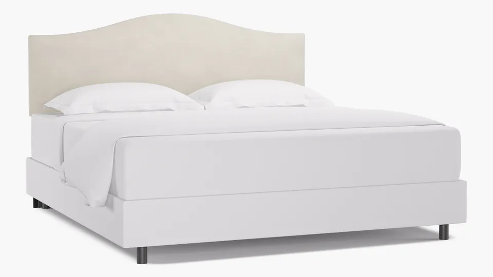 Camelback Headboard, White Classic Velvet, King