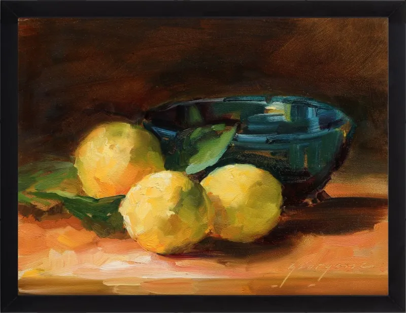 Lemons and Blue Bowl by Georgesse Gomez for Artfully Walls