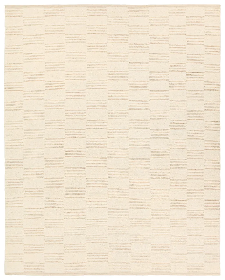 Totto KEO13 Handknotted Geometric White Area Rug (9'x12')