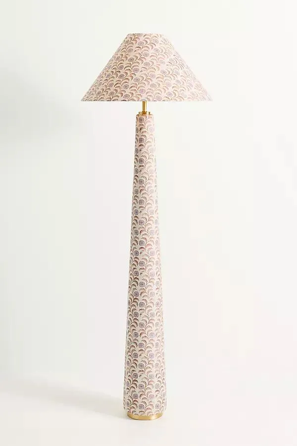 Lulu Printed Fabric Upholstered Empire Floor Lamp