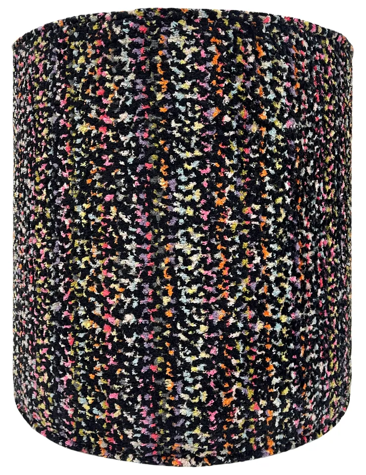 THE TIGHT ROUND OTTOMAN :: CONFETTI CUT VELVET // NOIR - 17" Diameter X 19" Height