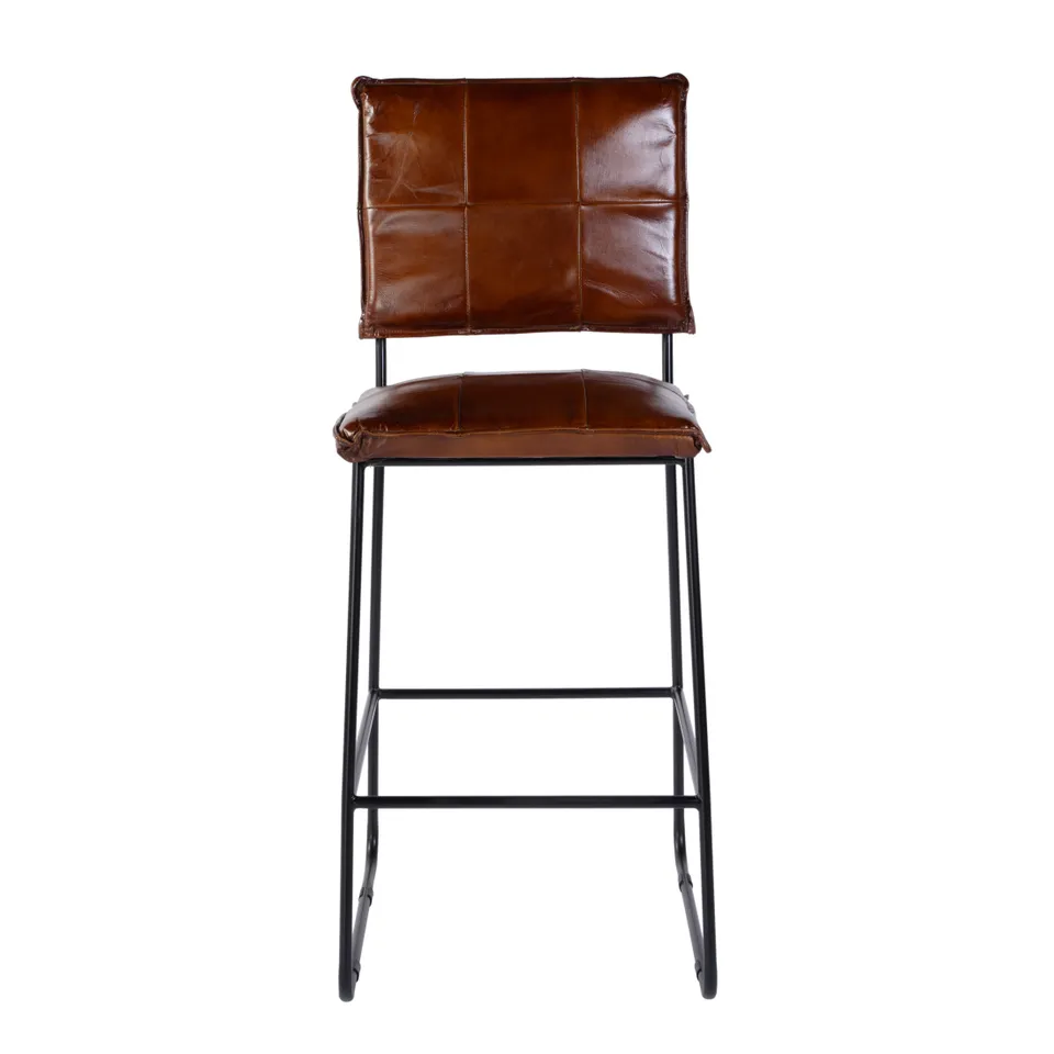 Niles Brown Leather Bar Stool