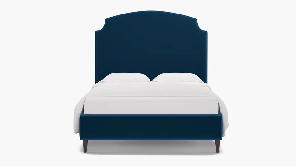 Cove Bed, Royal Performance Velvet, Espresso Square Tapered Leg, Full