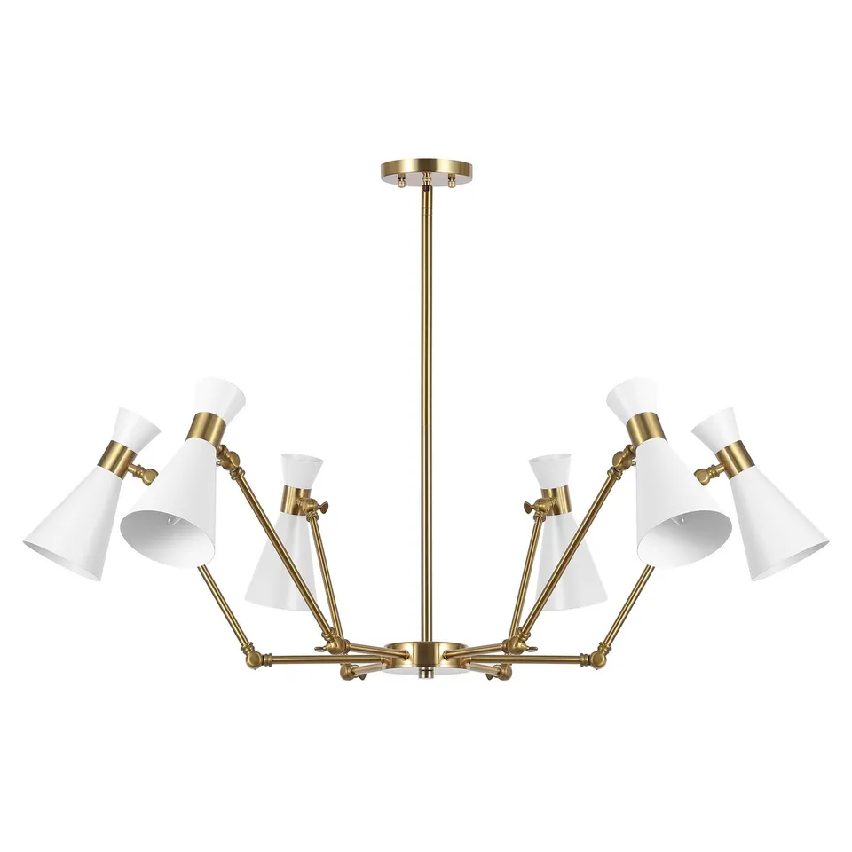 Shiraz 6 Light 50" Chandelier - Brass/White