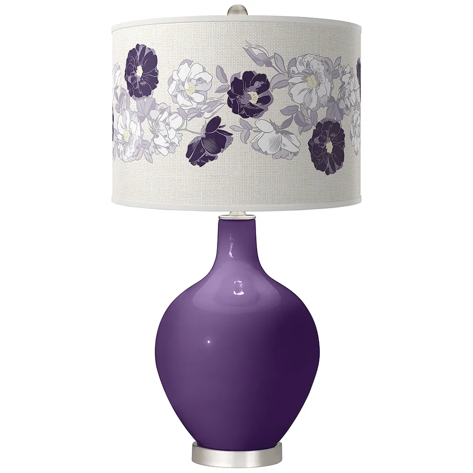 Color Plus Ovo 28 1/2" Rose Bouquet Shade Acai Purple Table Lamp