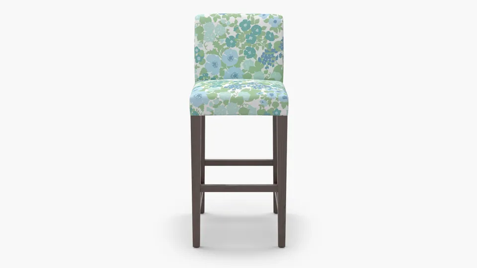 Signature Dining Bar Stool, Mist Million Flowers, Espresso Square Tapered Leg