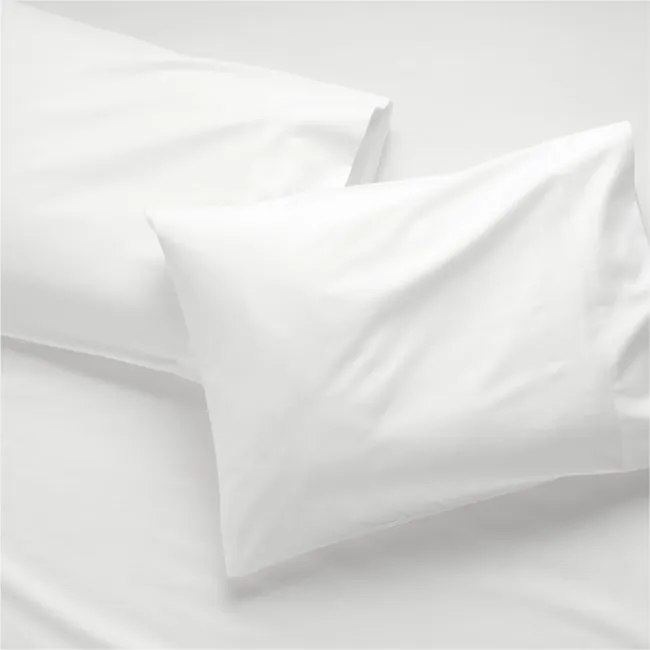 Classic Organic Cotton Sateen 520 Thread Count White Standard Pillowcases Set of 2