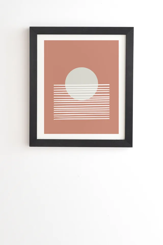 Terracota Sunset by Mambo Art Studio - Framed Wall Art Basic Black 30" x 30"