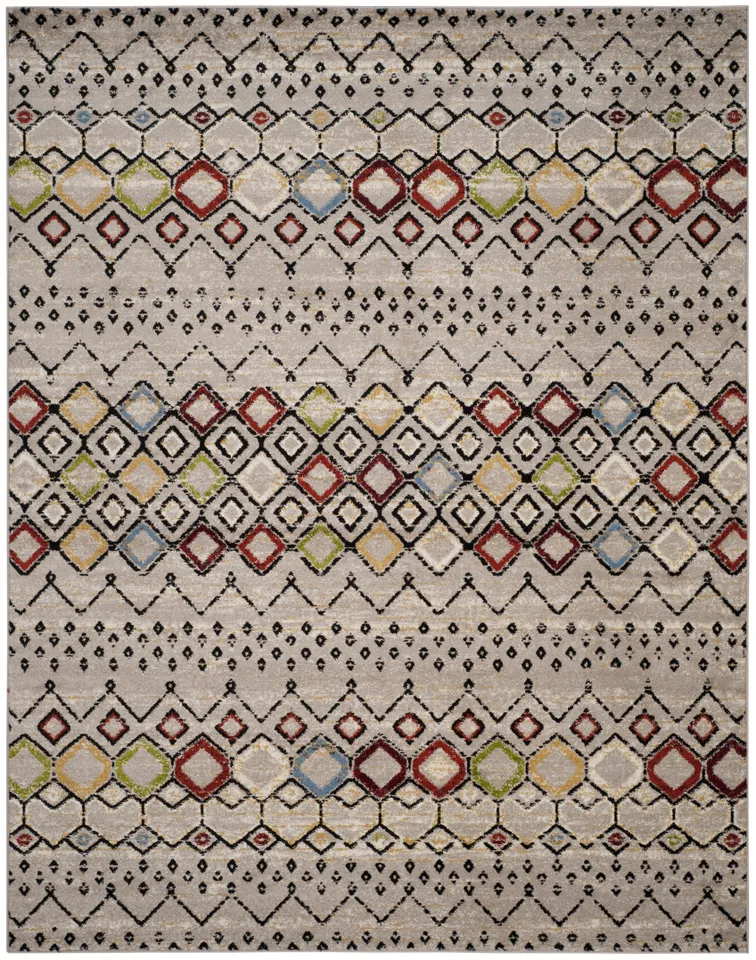Arlo Home Woven Area Rug, AMS108G, Light Grey/Multi,  10' X 14'
