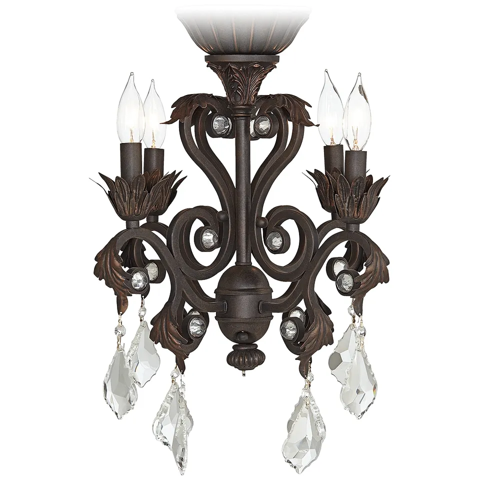 Crystal Beaded Oil-Rubbed Bronze 4-Light LED Ceiling Fan Light Kit