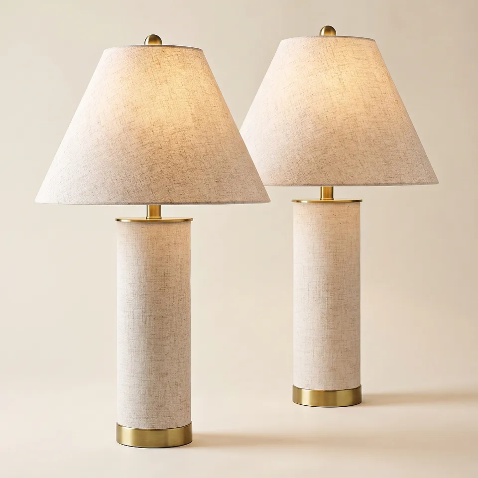 Possini Euro Pelion 27 1/2"H Oatmeal Burlap USB Table Lamp Set of 2