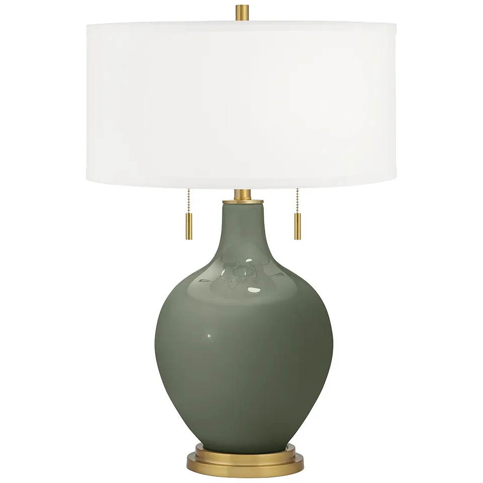 Color Plus Toby Brass 28" High Deep Lichen Green Table Lamp