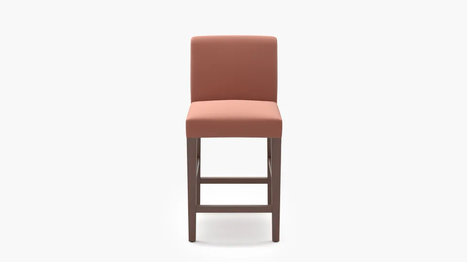Signature Dining Counter Stool, Bloom Performance Plush Velvet, Walnut Square Tapered Leg