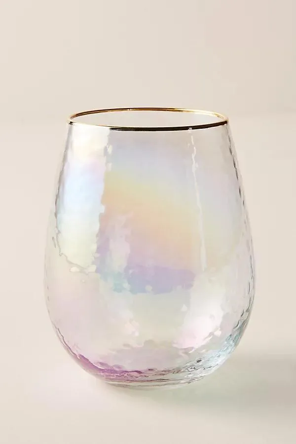 Zaza Lustered 24k Gold Accent Stemless Wine Glasses, Set of 4