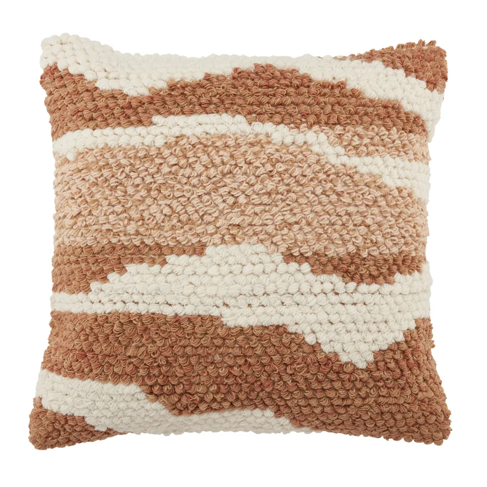 Hasani Indoor/ Outdoor Abstract Tan/ White Pillow Cover (22" Square)