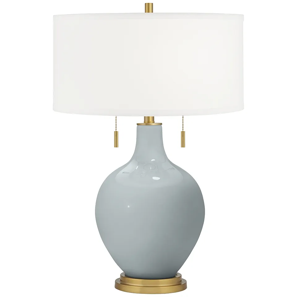 Color Plus Toby Brass 28" High Uncertain Gray Table Lamp