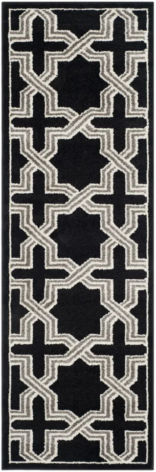 Arlo Home Indoor/Outdoor Woven Area Rug, AMT418L, Anthracite/Grey,  2' 3" X 7'