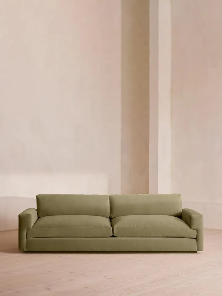 Mossley Four Seater Sofa, Velvet, Lichen, US