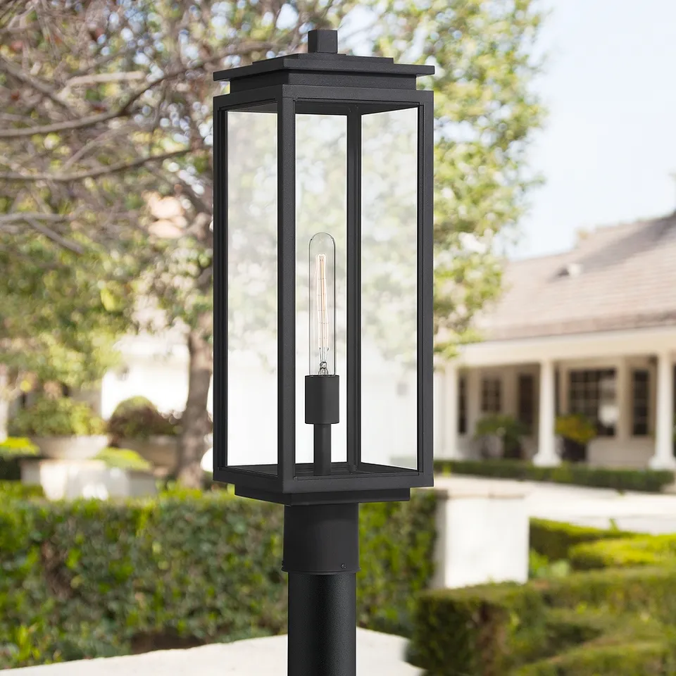 Possini Euro Atkins 23 1/4"H Die Cast Matte Black Outdoor Post Light