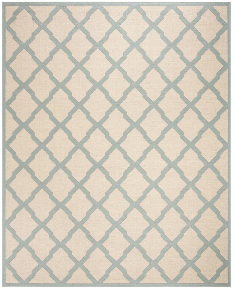 Arlo Home Indoor/Outdoor Woven Area Rug, LND122L, Cream/Aqua,  9' X 12'