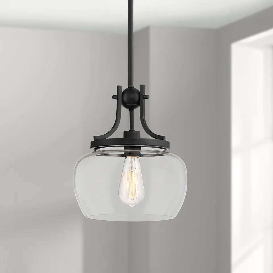 Regency Hill Kristov 10 1/2" Wide Black Clear Glass Mini Pendant Light