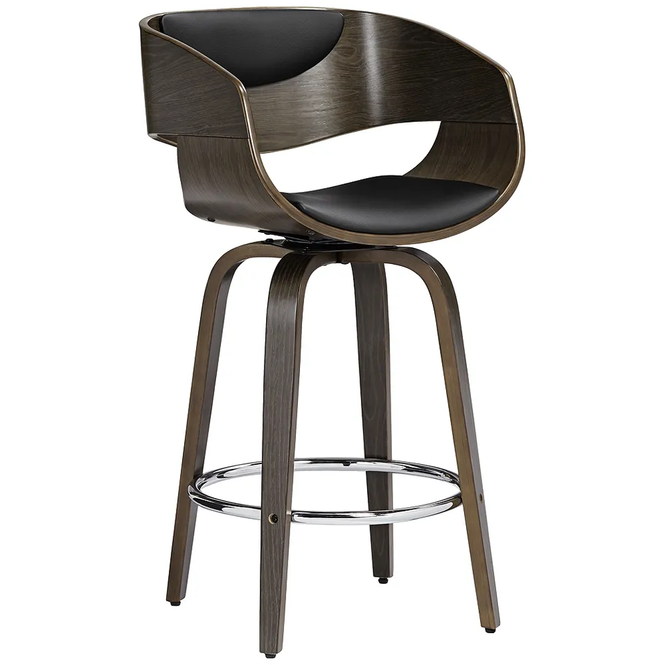 Studio 55D Carson 23 1/2" Black and Gray Swivel Modern Counter Stool