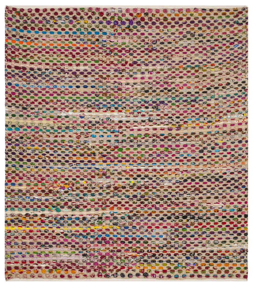 Arlo Home Hand Woven Area Rug, CAP302A, Natural/Multi,  6' X 6' Square