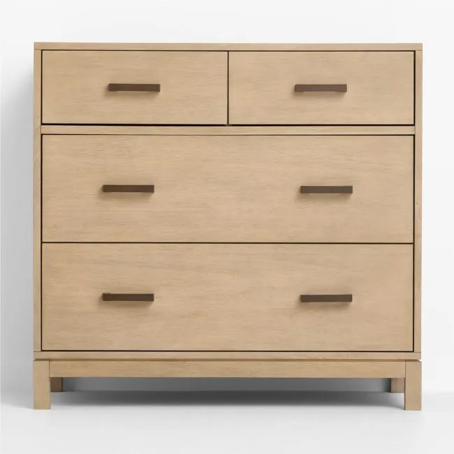 Parke 36" Weathered Natural Wood 4-Drawer Kids Dresser