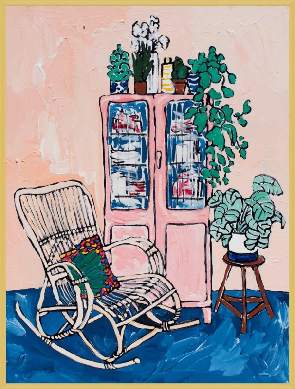 Rocking Chair In Pink Interior by Lara Lee Meintjes for Artfully Walls