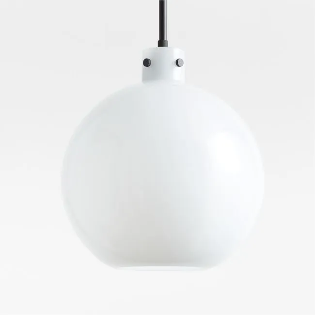 Dakota Black Pendant Light with Large Milk White Glass Globe 12.5"