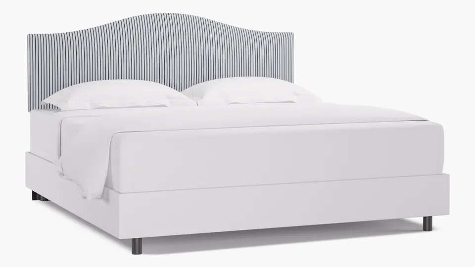 Camelback Headboard, Black Classic Ticking Stripe, King