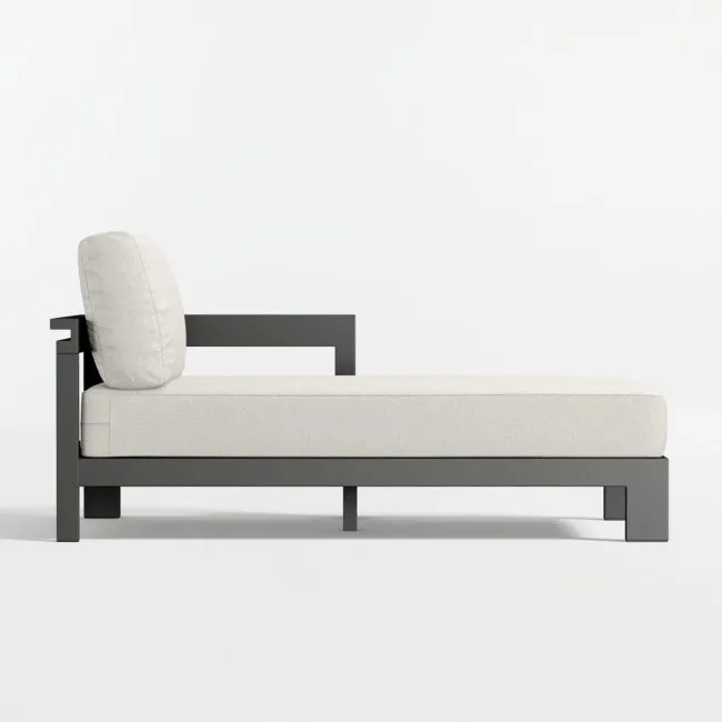 Walker Right-Arm Metal Outdoor Chaise with Canvas Natural Sunbrella ® Cushions
