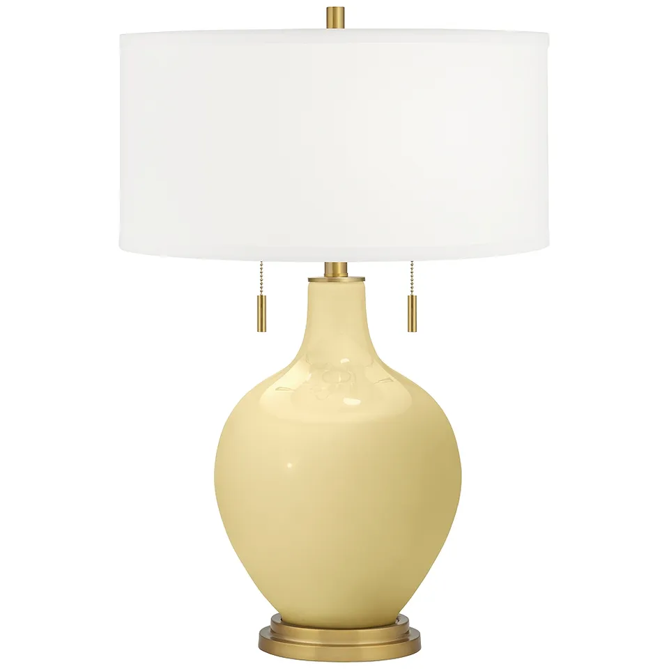 Color Plus Toby Brass 28" High Butter Up Yellow Table Lamp