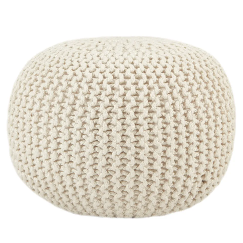 Vibe by Asilah Indoor/ Outdoor Solid White Round Pouf