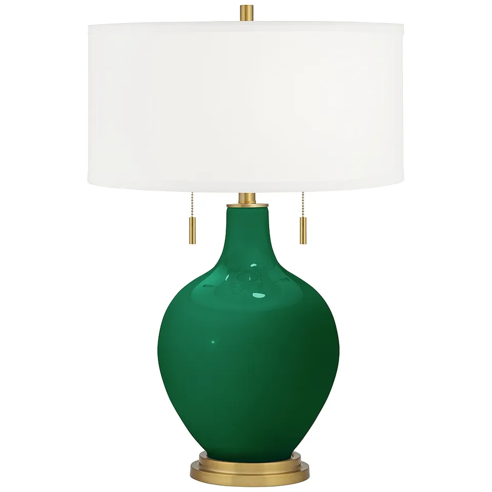 Color Plus Toby Brass 28" Greens Glass Table Lamp