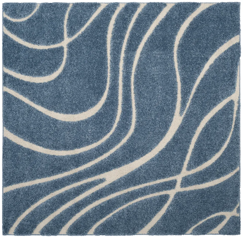 Arlo Home Woven Area Rug, SG471-6011, Light Blue/Cream,  6' 7" X 6' 7" Square