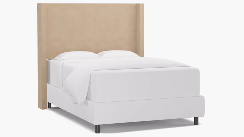 Modern Wingback Headboard, Pearl Classic Velvet, Full