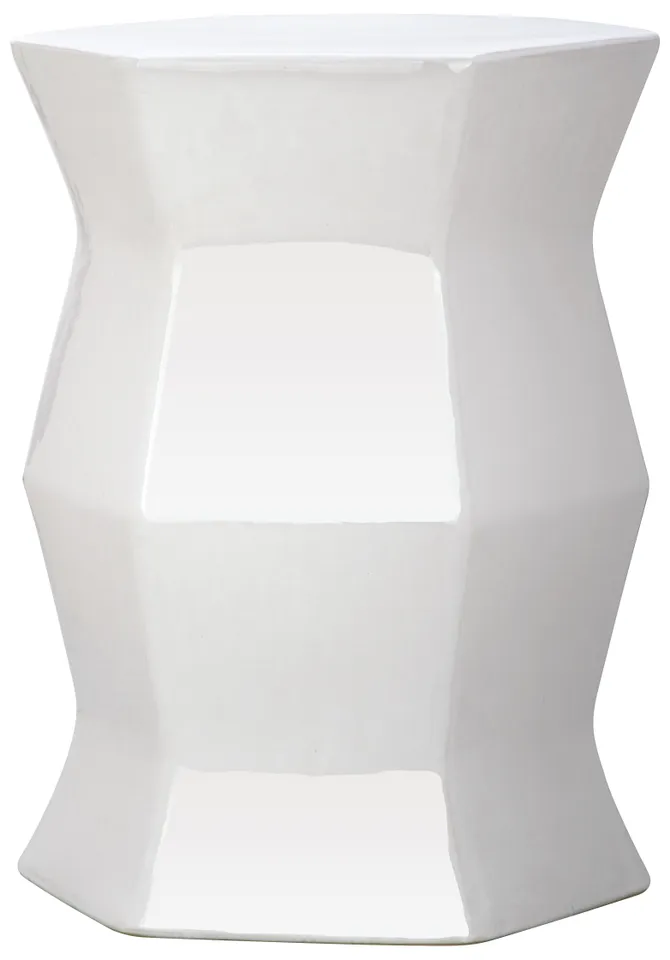 Modern Hexagon Garden Stool - White