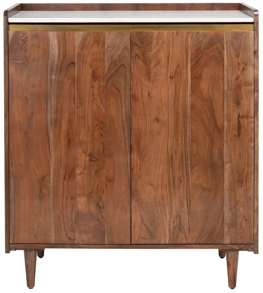 Milana Marble Bar Cabinet - Walnut/White - Safavieh